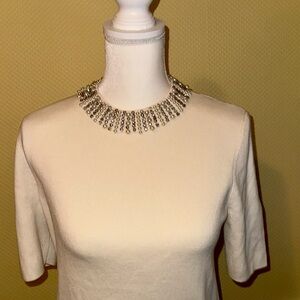Talbots white embellished jeweled neck sweater